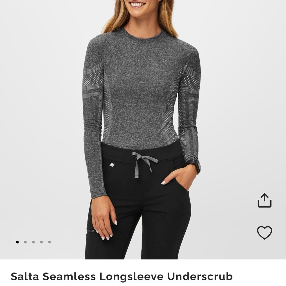 Figs Salta Seamless Longsleeve Underscrub - Gray- Extra Large